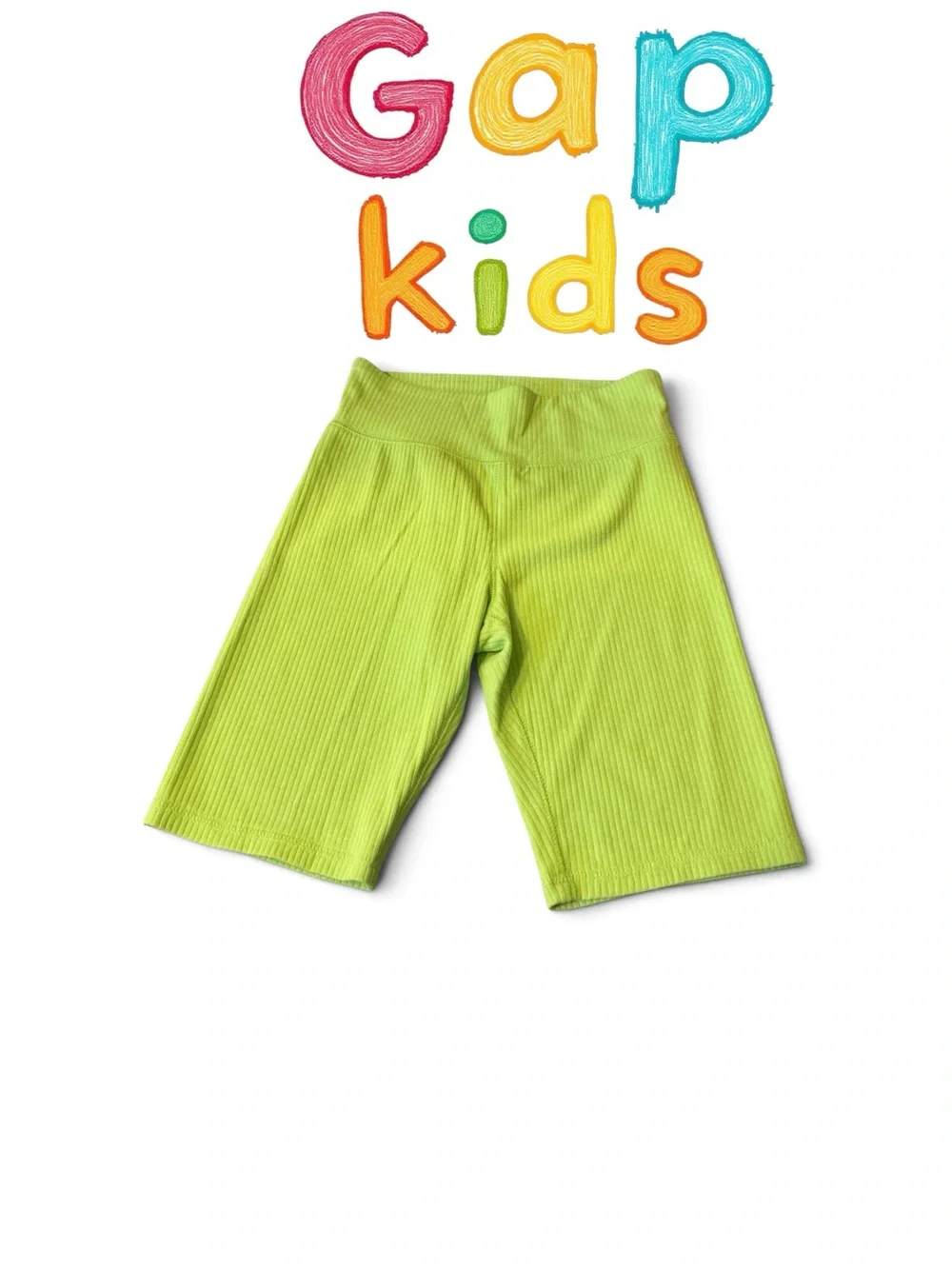 GAP Lime Ribbed Bike Shorts - Bright Green